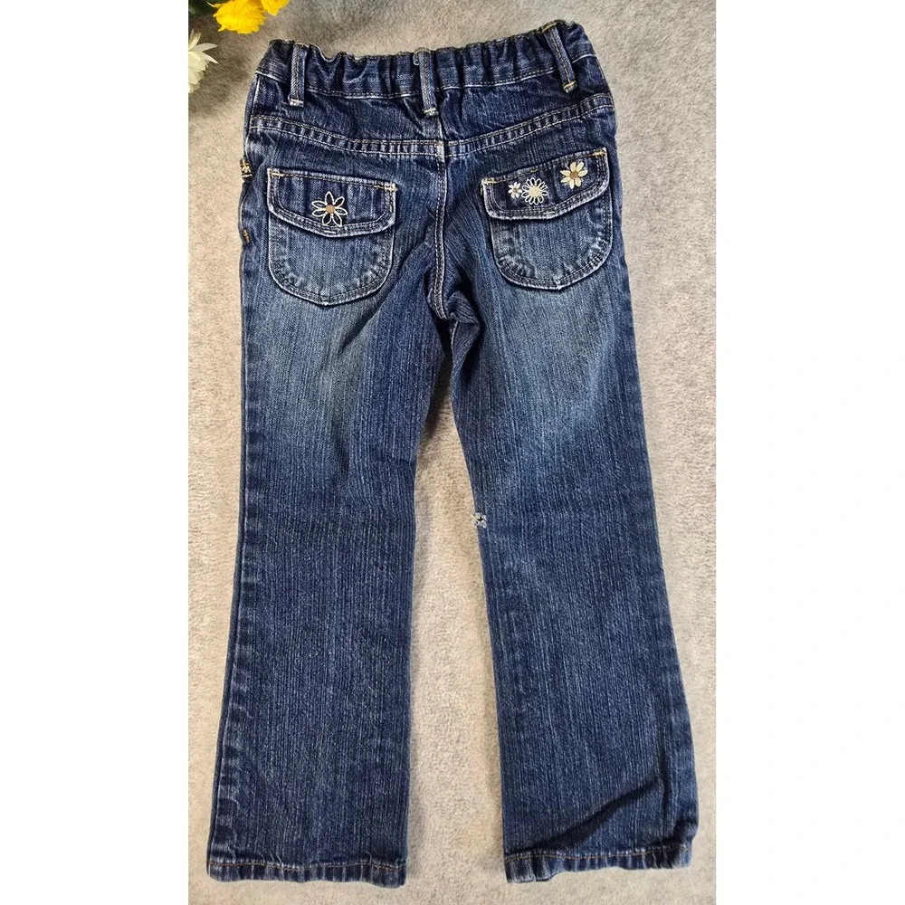 Genuine Kids by OshKosh Girls 5T Dark Wash Floral Embroidered Flare Jeans Target